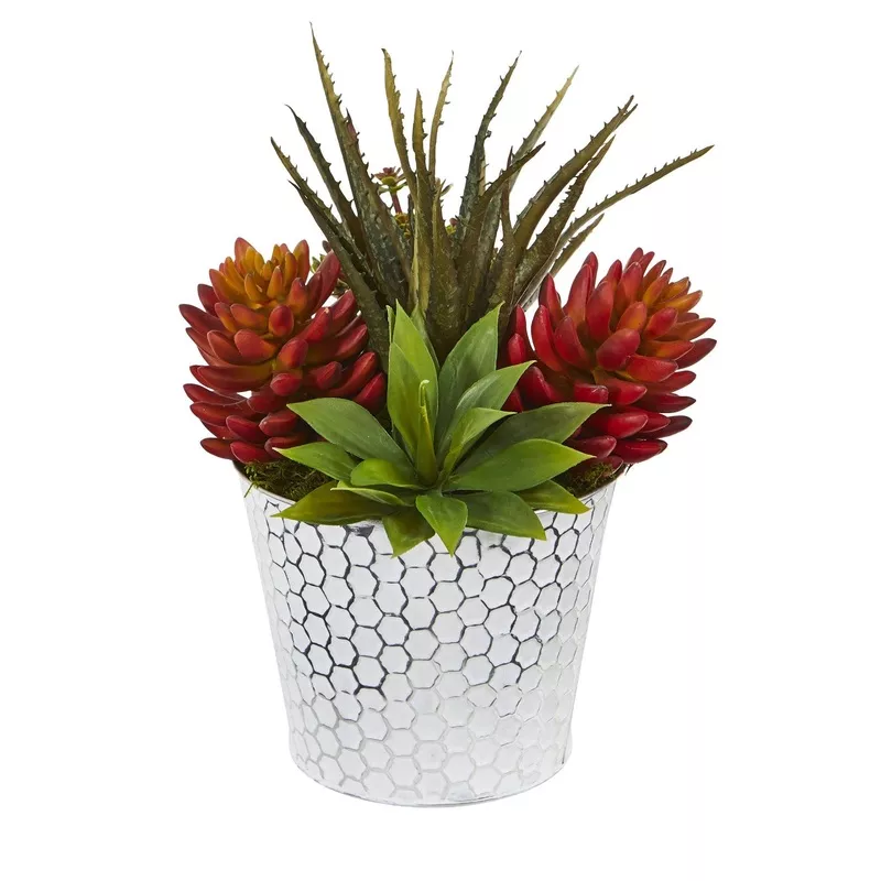 12-mixed-succulent-artificial-plant-in-embossed-white-planter 12 Mixed Succulent Artificial Plant in Embossed White Planter