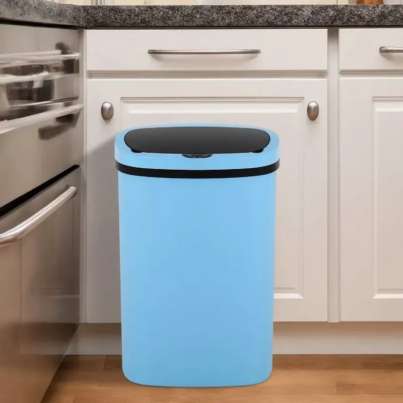 13-gallon-tall-kitchen-garbage-can-touch-free-motion-sensor-high-capacity-kitche 13 Gallon Tall Kitchen Garbage Can Touch-Free Motion Sensor High-Capacity Kitchen Trash Can Waterproof Office Trash Can white
