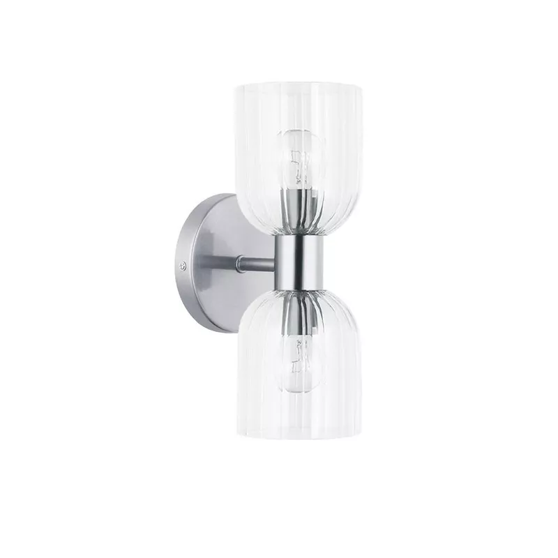 2lt-wall-sconce-pc-clr-ribbed-glass 2LT Wall Sconce, PC, CLR Ribbed Glass