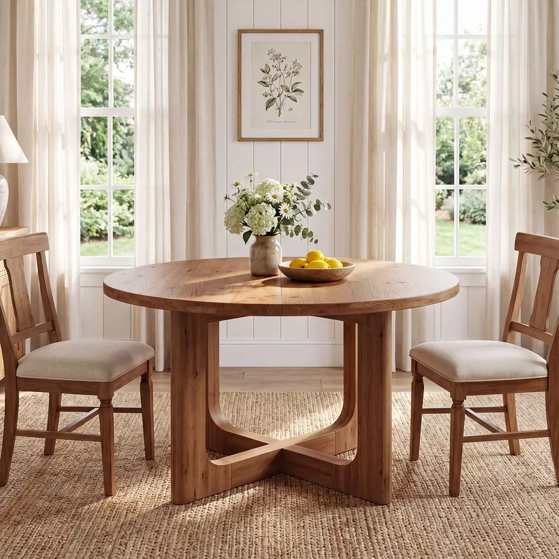 39-4-round-solid-wood-dining-table-farmhouse-kitchen-table-with-x-cross-legs-2-4 39.4″ Round Solid Wood Dining Table, Farmhouse Kitchen Table with X-Cross Legs for 2-4