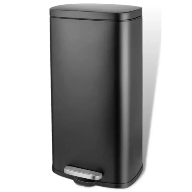 8-gallon-30l-step-trash-can-stainless-steel-garbage-bin-removable-black 8 Gallon / 30L Step Trash Can, Stainless Steel Garbage Bin Removable black