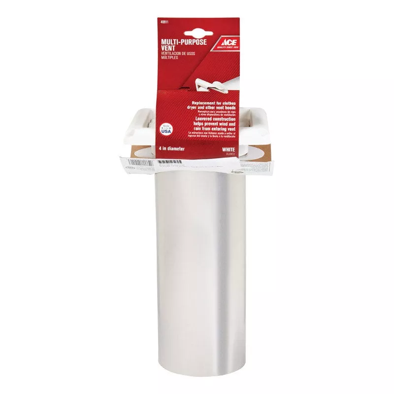 ace-4-in-w-x-6-in-l-white-plastic-dryer-vent-hood Ace 4 in. W X 6 in. L White Plastic Dryer Vent Hood