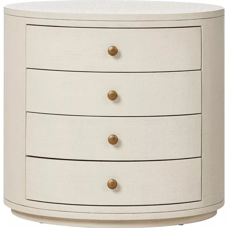 Amelia Oval Nightstand Black Linen