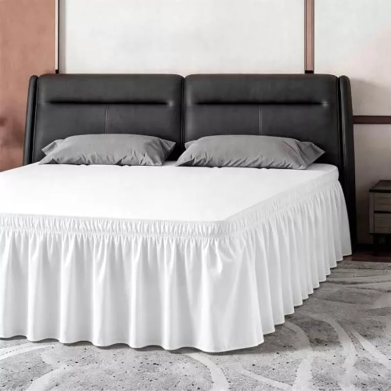 anarachon-twin-bed-skirt-elastic-wrap-around-bed-skirt-twin-size-bed-skirts-adju ANARACHON Twin Bed Skirt, Elastic Wrap Around Bed Skirt Twin Size, Bed Skirts for Adjustable Bed, Easy Fit with 18″ Drop Length Tailored Drop Dust Ruffle (White)