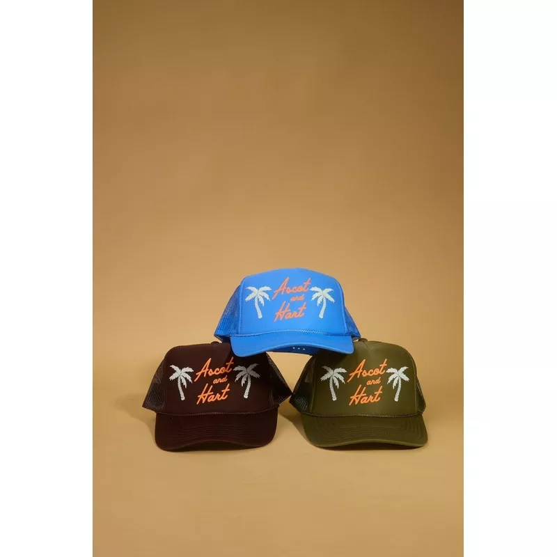 ascot-hart-palm-tree-trucker-olive Ascot + Hart Palm Tree Trucker Olive