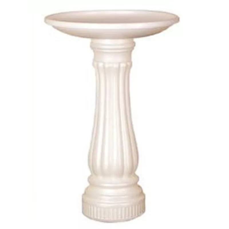 bird-bath-round-white-resin Bird Bath, Round, White ResIn.