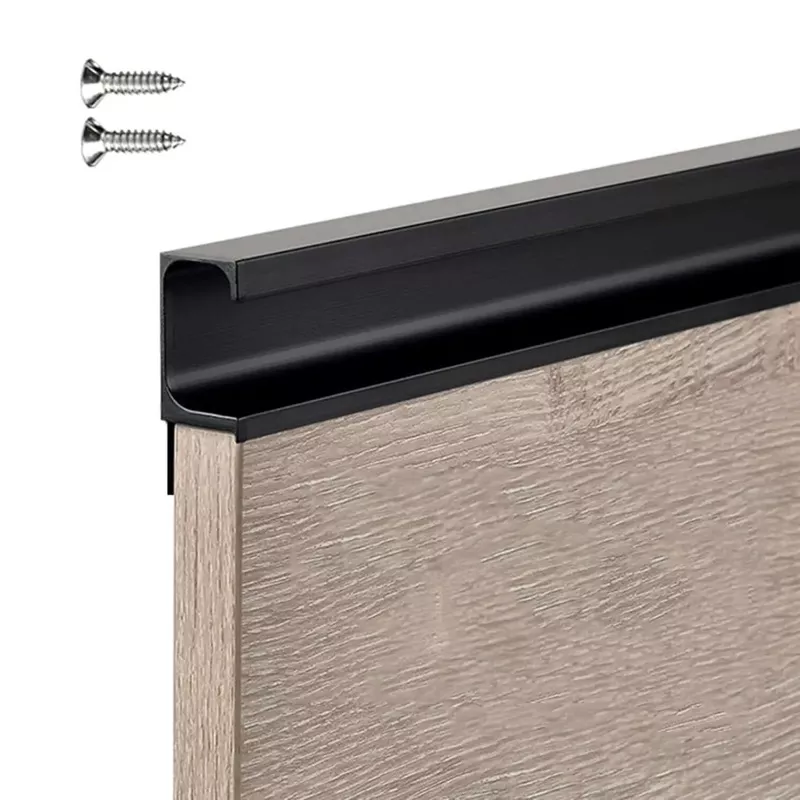 black-aluminum-cabinet-handles-g-type-pulls-concealed-door-knobs-finger-edge-pul Black Aluminum Cabinet Handles G Type Pulls Concealed Door Knobs Finger Edge Pulls For Kitchen Bathroom Wardrobe Modern Cupboard Drawer Hardware Length 300mm 11.8in Durable Rust Resistant Finish
