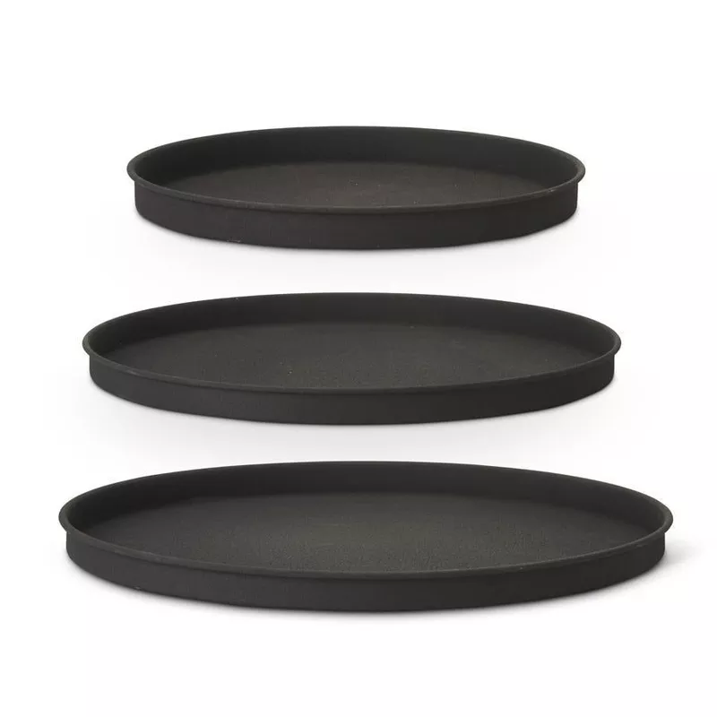 Black Matte Round Metal Tray