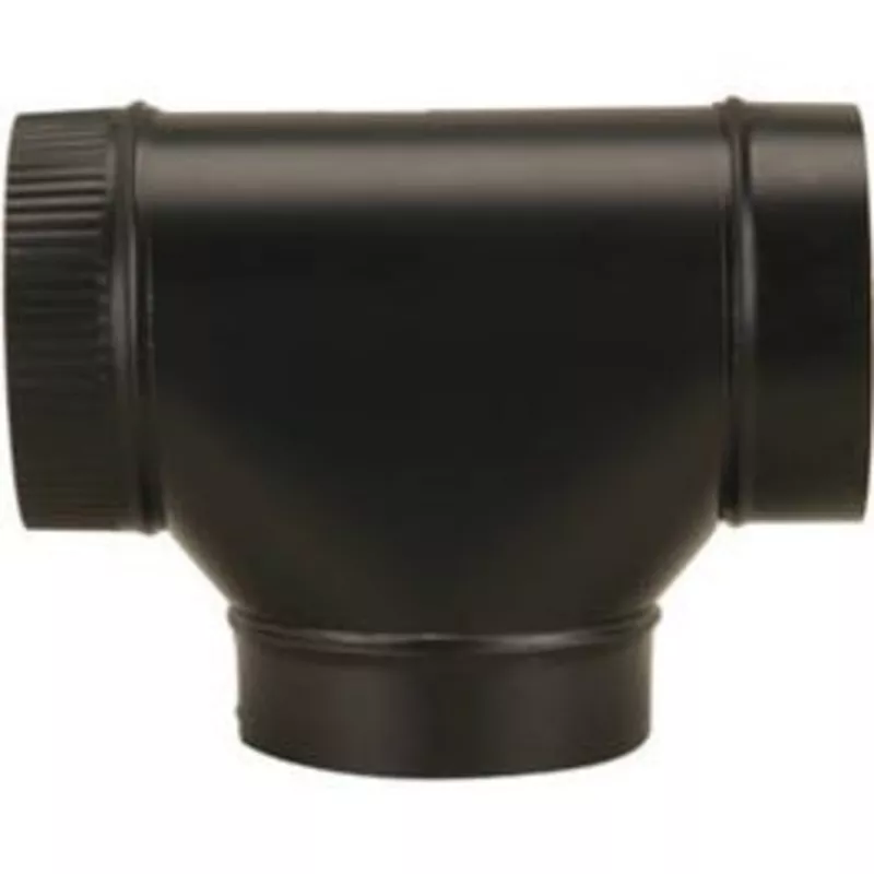Black Stove Pipe Tee Joint, 24-Ga., 8-In.