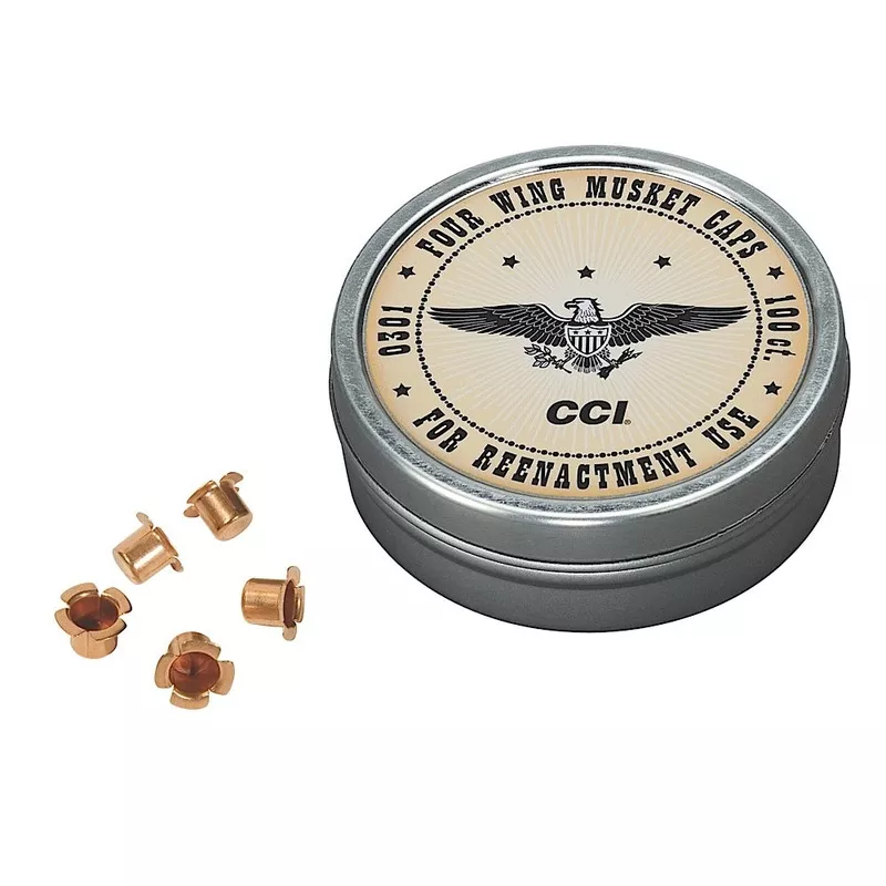 cci-301-four-wing-musket-caps-black-powder-brass-1000-per-box-5-per-case CCI 301 Four Wing Musket Caps Black Powder Brass 1000 Per Box, 5 Per Case