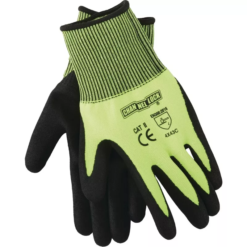 Channellock Men’s Medium Nitrile Dipped Cut 3 High Visibility Glove
