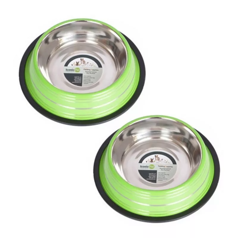 color-splash-nonskid-pet-bowl-2-pack-12-cup-green-green Color Splash NonSkid Pet Bowl 2 Pack 12 Cup Green Green
