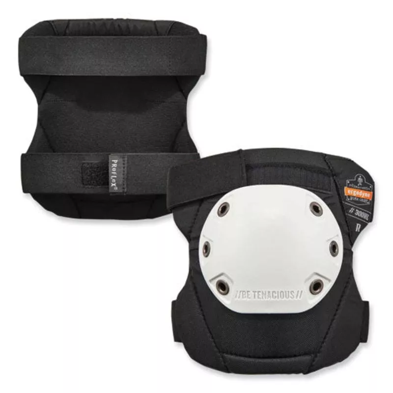 ergodyne-proflex-300hl-knee-pads-rounded-hard-cap-hook-loop-closure-one-size-whi Ergodyne Proflex 300hl Knee Pads Rounded Hard Cap Hook And Loop Closure One Size White Cap Pair