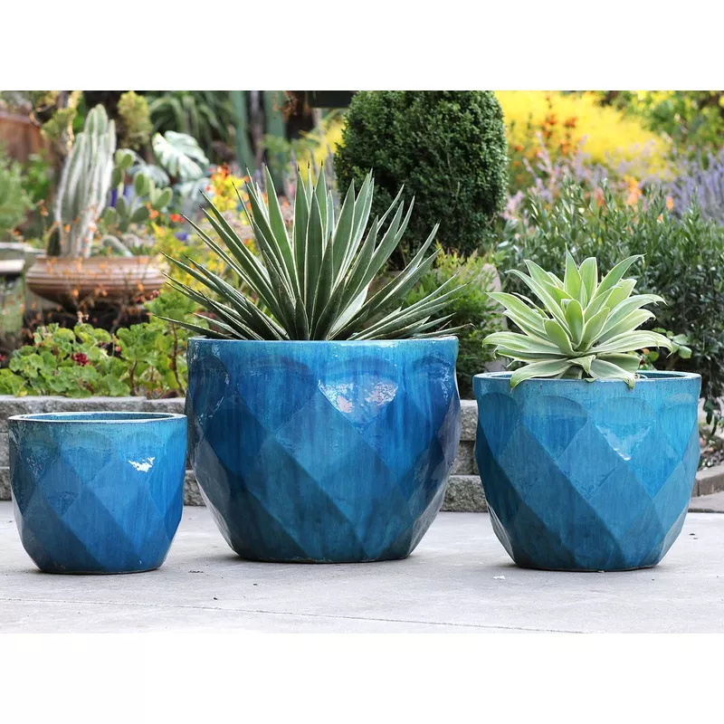 Extra Large Diamond Planter Falling Aqua