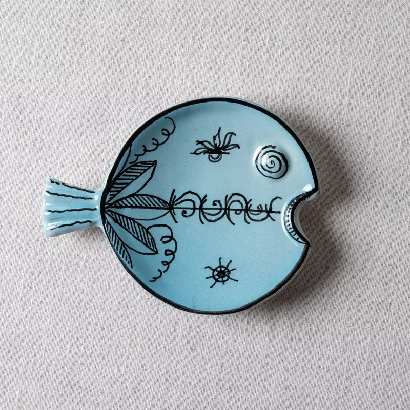 fish-plate-round-s-mrs-sea-holly-turquoise Fish Plate Round (S) Mrs. Sea Holly Turquoise