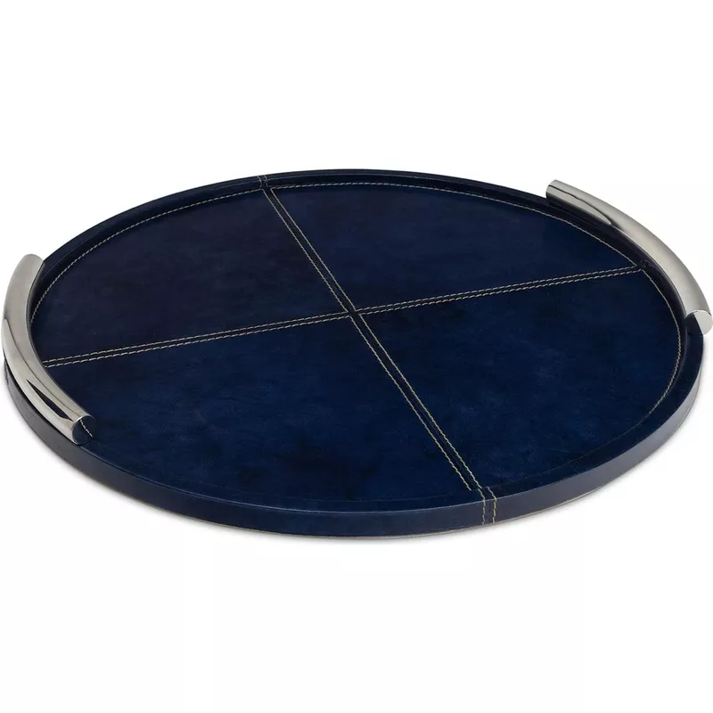 Hayes Leather Tray Round Blue