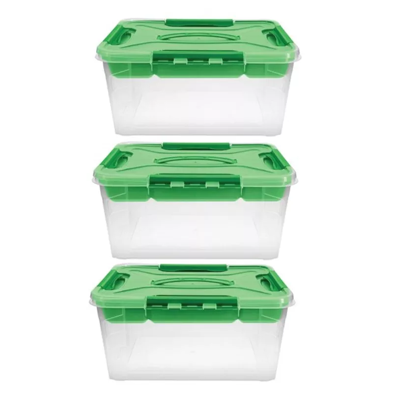 home-solutions-3-piece-container-set-large-green-plastic-containers-15-35-11-42- Home+Solutions 3 Piece Container Set – Large Green Plastic Containers, 15.35×11.42×7 Each
