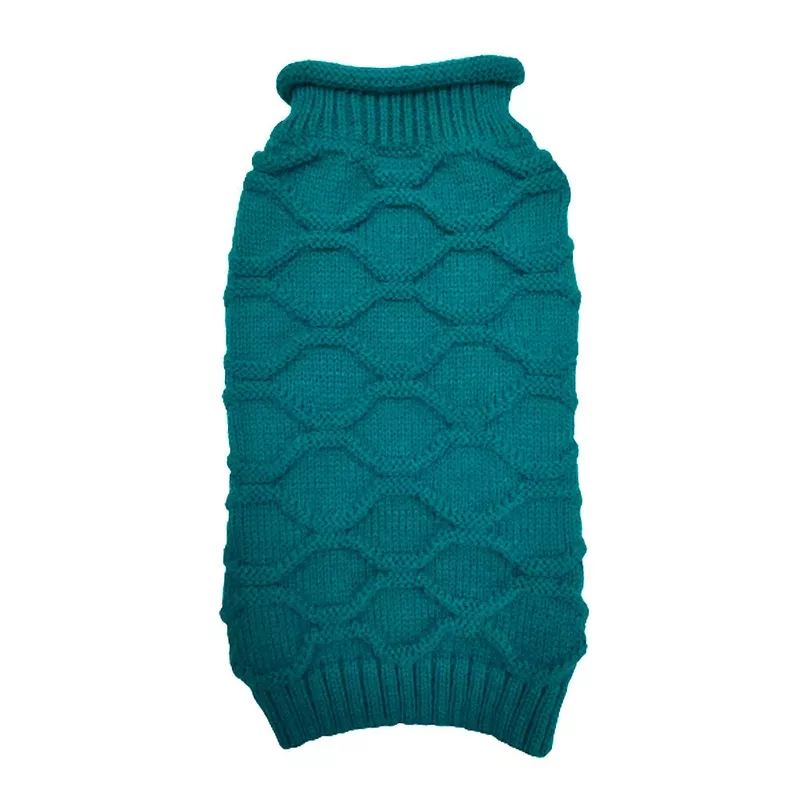 honeycomb-teal-dog-jumper-medium Honeycomb Teal Dog Jumper | Medium