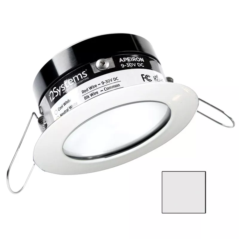 i2Systems Apeiron PRO A503 – 3W Spring Mount Light – Round – Cool White – White Finish [A503-31AAG]