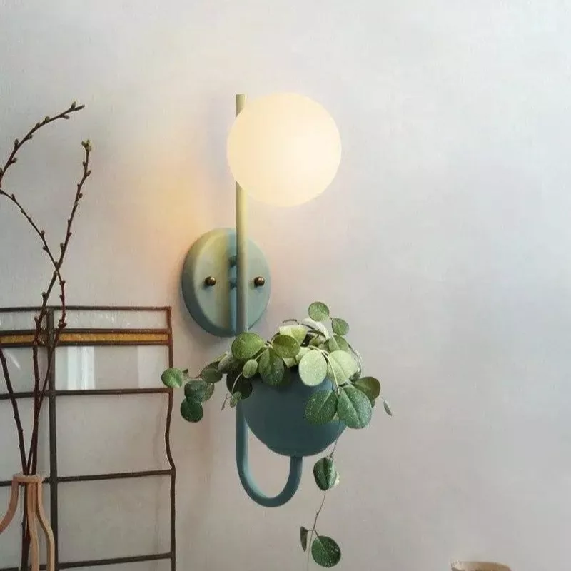 kelda-nordic-planter-light-sconce-green Kelda – Nordic Planter Light Sconce Green
