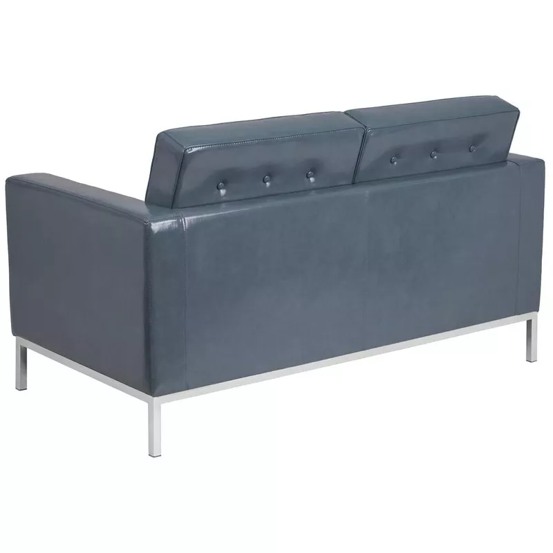 lacey-contemporary-gray-leathersoft-loveseat-with-stainless-steel-frame Lacey Contemporary Gray LeatherSoft Loveseat with Stainless Steel Frame