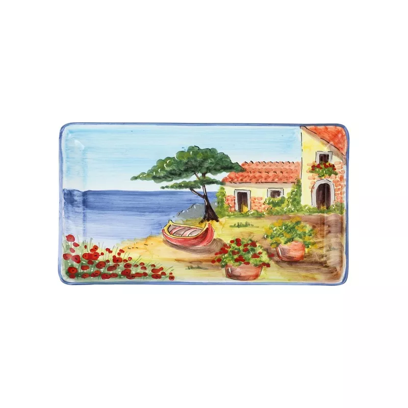 landscape-wall-plates-rectangular-platter-with-boat Landscape Wall Plates Rectangular Platter with Boat