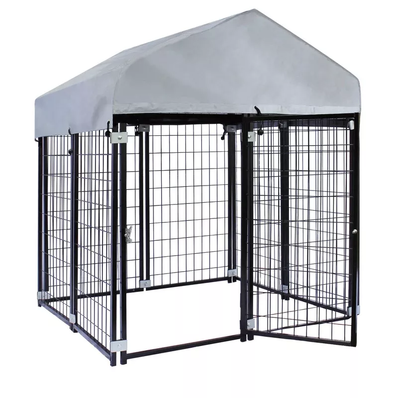 last-one-dog-kennel-with-roof-steel-grid-121x121x137cm-outdoors ***LAST ONE *** Dog Kennel with Roof and Steel Grid 121x121x137cm for Outdoors