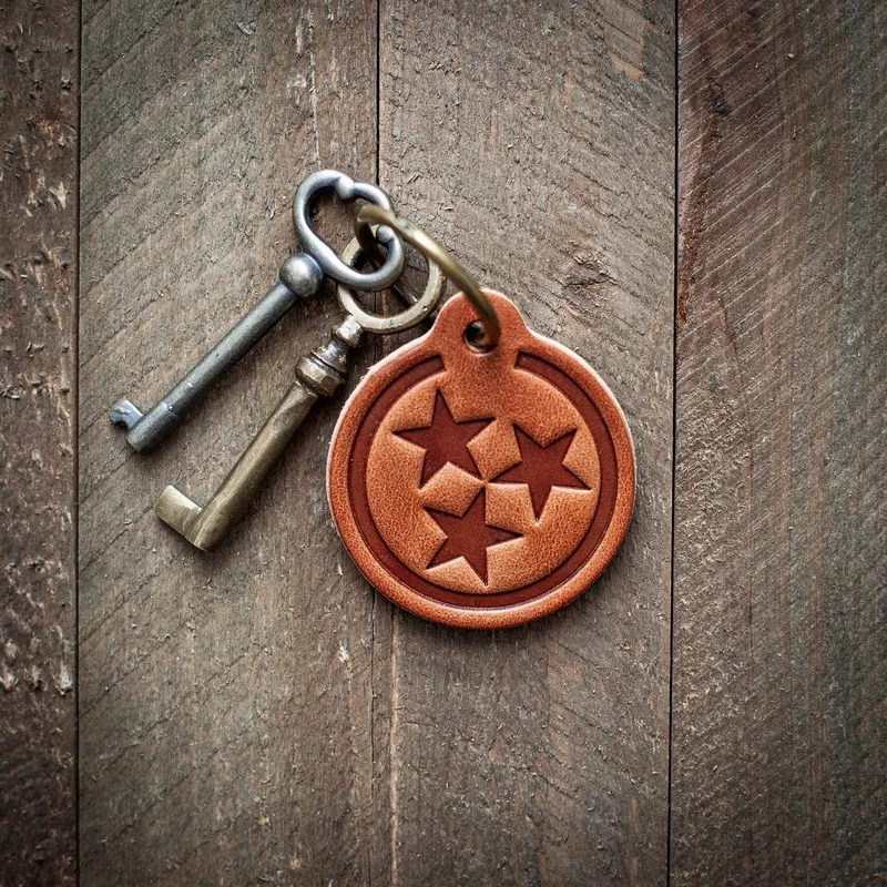 leather-keychain-tennessee-tri-star Leather Keychain| Tennessee Tri-Star