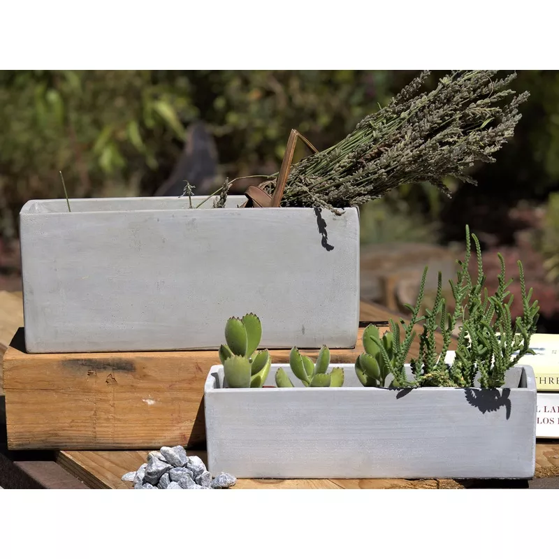 Low & Mid Rectangular Concrete Planter By Plantatorem
