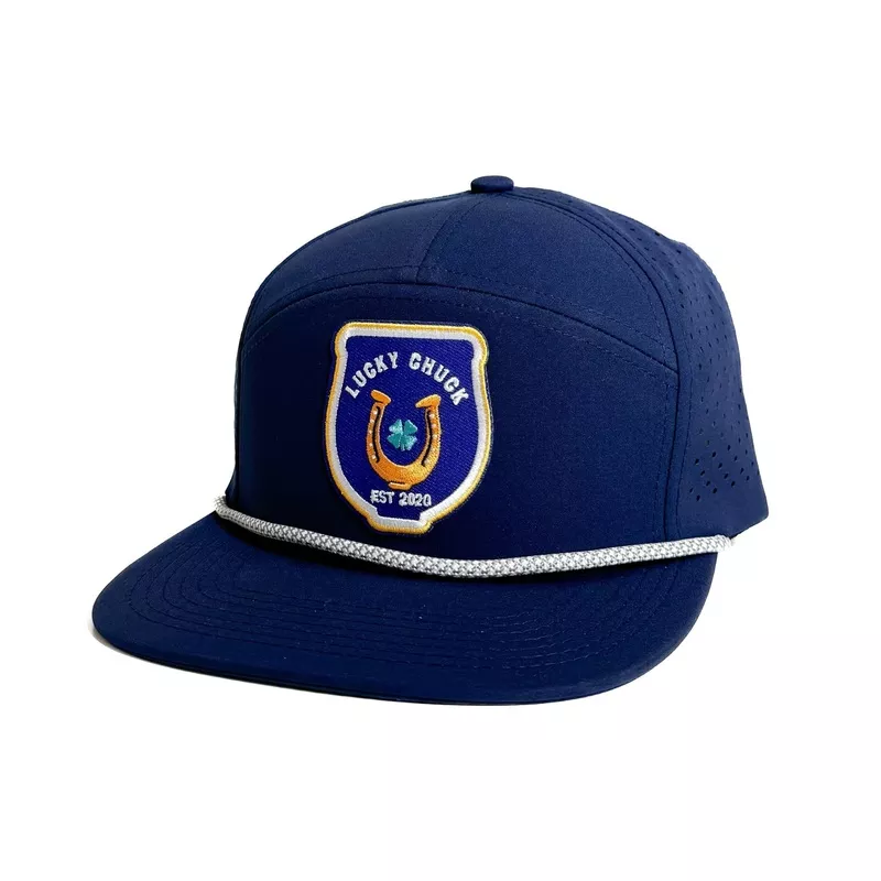 lucky-chuck-lucky-polo-patch-7-panel-hat-with-rope-navy Lucky Chuck Lucky Polo Patch 7 Panel Hat with Rope Navy