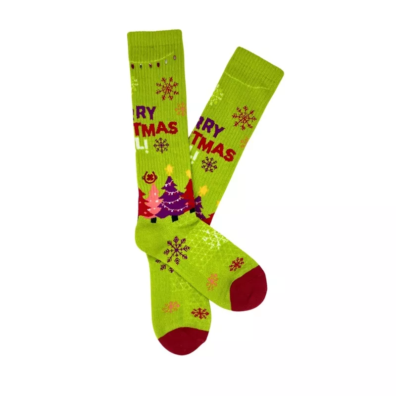 lucky-chuck-merry-christmas-ya-ll-socks-lime-green Lucky Chuck Merry Christmas Ya’ll Socks Lime Green