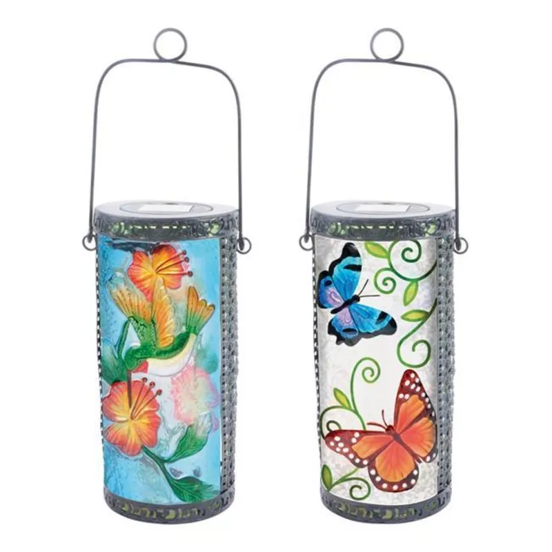 Luminous Garden 8524092 Assorted Solar Glass Lantern- pack of 4