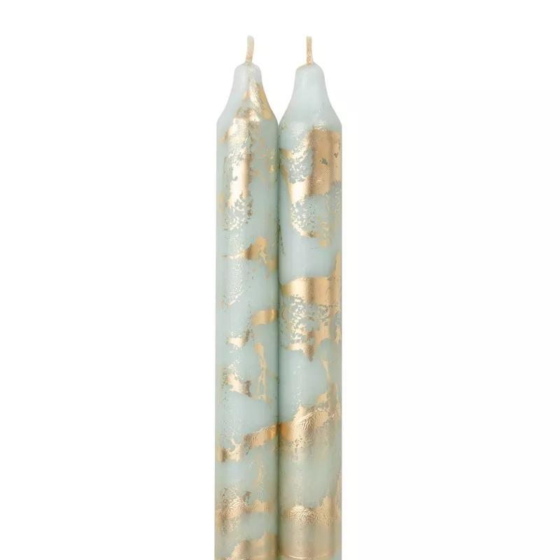Marbled Gold Taper Candles | Pistachio