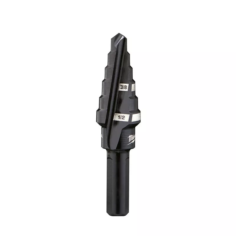 milwaukee-48-89-9206-6-step-drill-bit-3-8-in-1-2-in-x-1-16-in Milwaukee 48-89-9206 – #6 Step Drill Bit, 3/8 in. & 1/2 in. x 1/16 in.