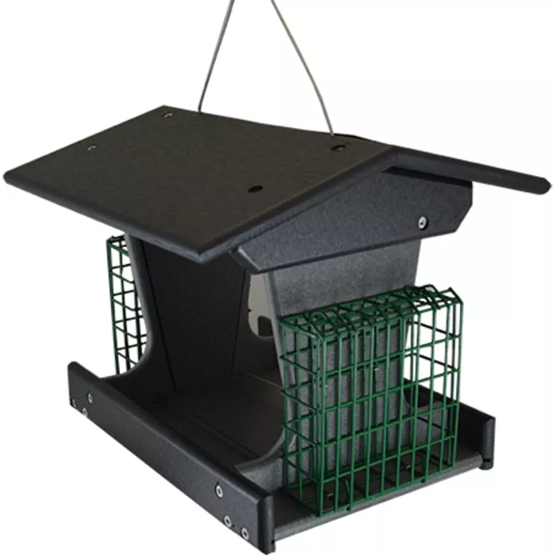 naturalist-deluxe-hanging-feeder-with-suet-baskets-black-dark-gray Naturalist Deluxe Hanging Feeder With Suet Baskets Black/Dark Gray