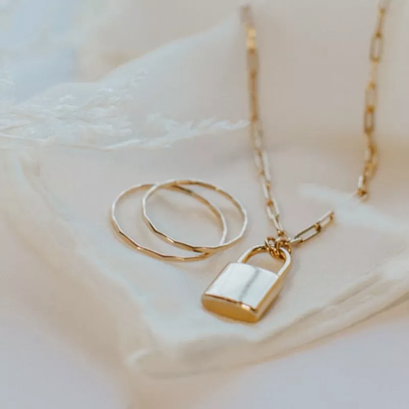 newport-gold-filled-lock-necklace Newport Gold Filled Lock Necklace