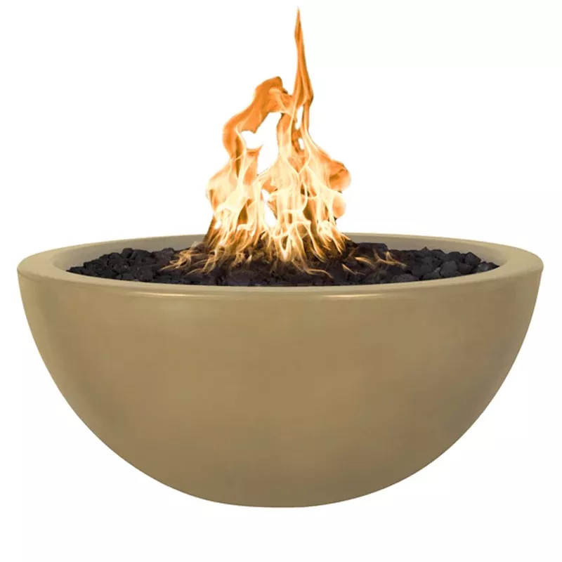 The Outdoor Plus Luna Round Fire Pit in GFRC Concrete + Free Cover