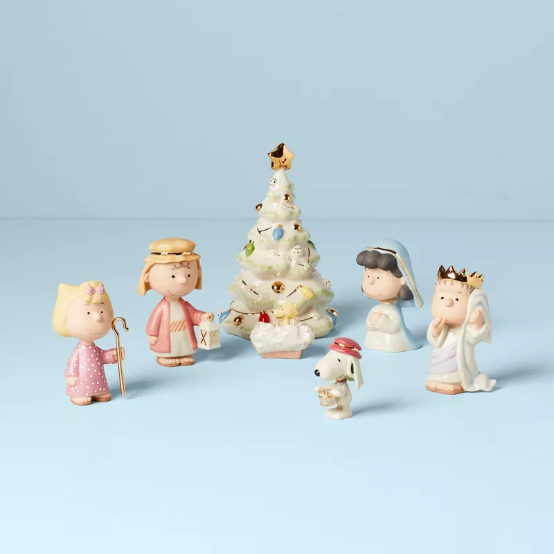 peanuts-7-piece-christmas-pageant-figurines Peanuts 7-Piece Christmas Pageant Figurines