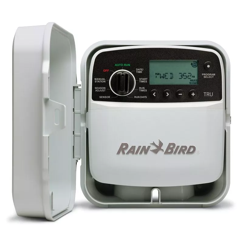 rain-bird-tru-series-tru8o-programmable-irrigation-controller-120-v-8-zone-3-pro Rain Bird TRU Series TRU8O Programmable Irrigation Controller, 120 V, 8-Zone, 3-Program, Digital Display, Screw, White