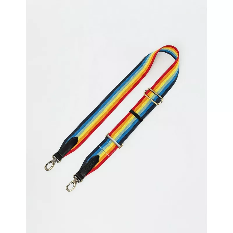 Rainbow Webbing Strap | Black Leather