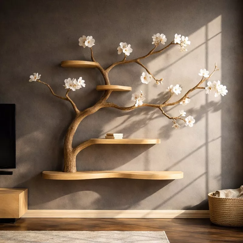 rustic-tree-inspired-wall-shelf-wall-art-bedroom-sinlkifl249 Rustic Tree Inspired Wall Shelf Wall Art For Bedroom SINLKIFL249