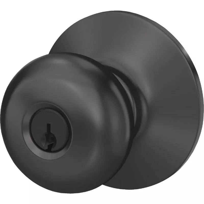 schlage-plymouth-matte-black-knob-keyed-entry Schlage Plymouth Matte Black Knob Keyed Entry