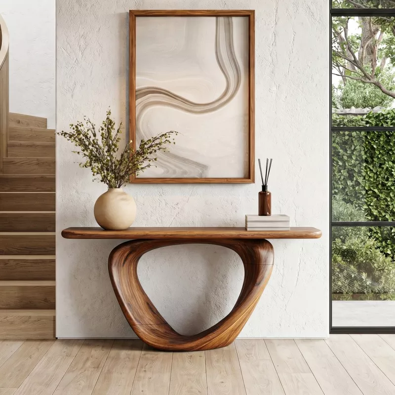 sculptural-console-table-with-loop-shaped-wooden-base-live-edge-console-table-wi Sculptural Console Table With Loop Shaped Wooden Base Live Edge Console Table With Unique Sculptural Base Design SINLHACS585 Black