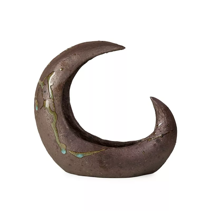 seizan-mitsue-crescent-moon-unglazed-160x70x150mm Seizan Mitsue, Crescent Moon, Unglazed, 160x70x150mm