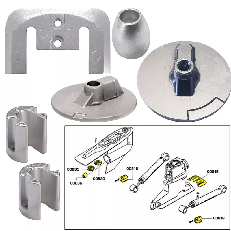 Tecnoseal Anode Kit w/Hardware – Mercury Bravo 3 2004-Present – Aluminum [20805AL]