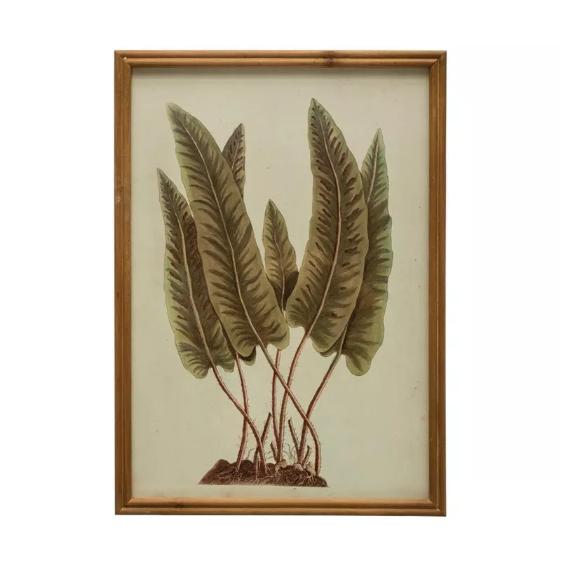 Vintage Reproduction Leaves Print in Wood Frame