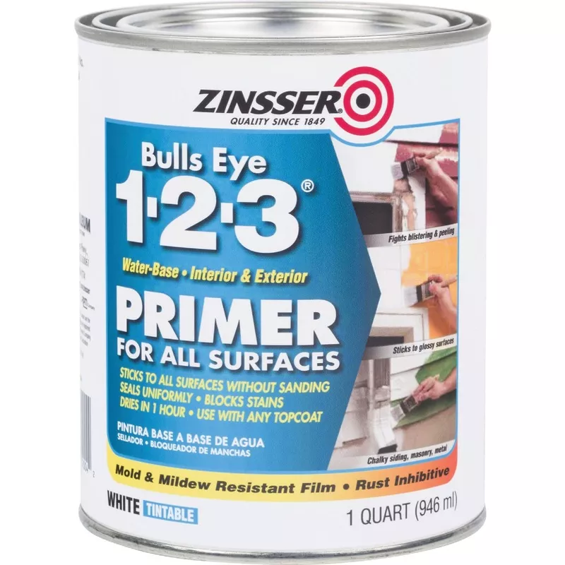 zinsser-bulls-eye-1-2-3-water-base-interior-exterior-stain-blocking-primer-white Zinsser Bulls Eye 1-2-3 Water-Base Interior/Exterior Stain Blocking Primer, White, 1 Qt.