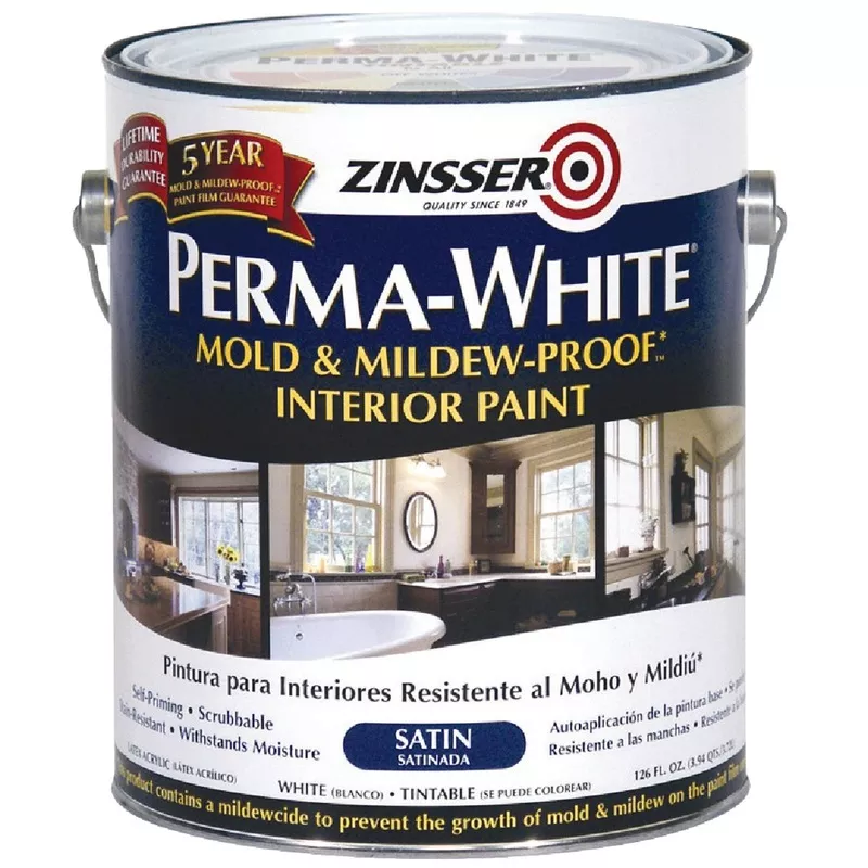 zinsser-perma-white-white-tintable-satin-gallon-mildew-paint Zinsser Perma-White White-Tintable Satin Gallon Mildew Paint