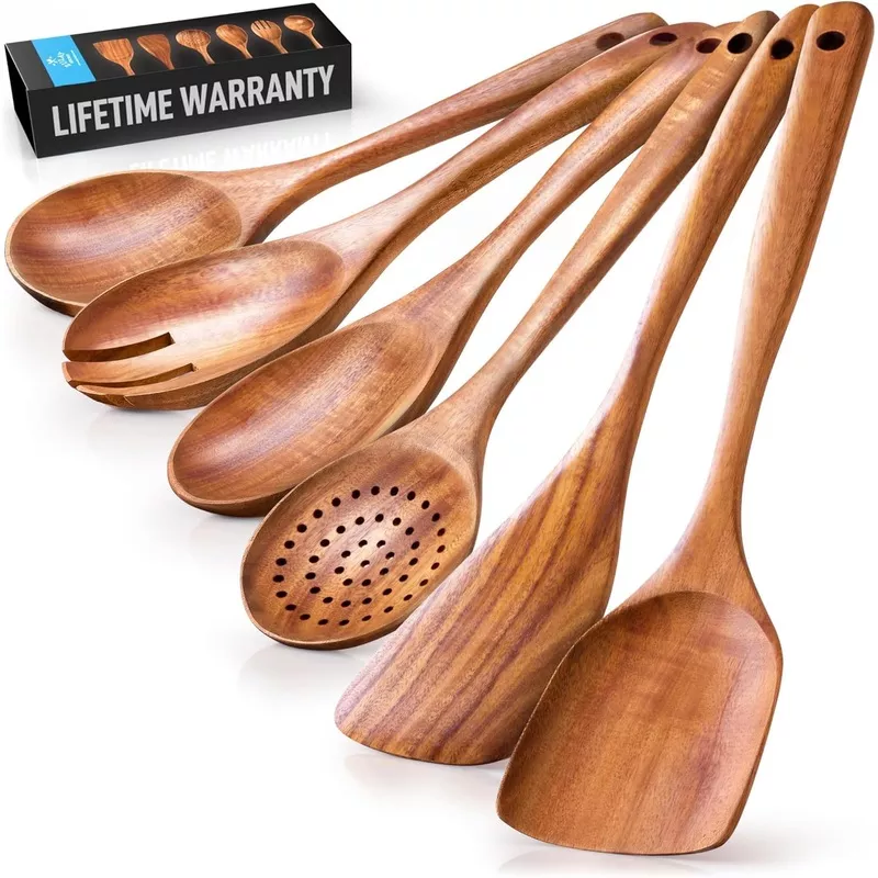 zulay-kitchen-6-piece-wooden-spoons-cooking-smooth-finish-teak-wood-utensils-sof Zulay Kitchen 6-Piece Wooden Spoons for Cooking – Smooth Finish Teak Wood Utensils – Soft Comfort-Grip Cooking Wood Spoons Non-Stick Teak Easy to Clea